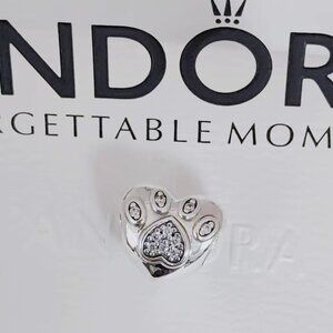 Pandora I Love My Pet Paw Print Heart Charm